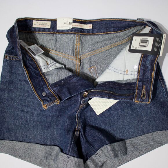 NWT $69.50 Levi's Premium Rolled '80s Mom Shorts Dark Wash Women Size 26 (B5) - Picture 8 of 16